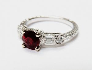 Art Deco Inspired Ruby and Diamond Ring offer Wedding Jewellery