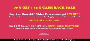 LAST FEW HOURS 70% OFF + 30 % CASH BACK SALE - LEARN ANY 3 SAP COURSES @ 99 $    : https://www.selflearningsap.com offer Education