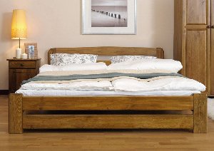 Solid Pine Wood Small Double 120x190cm bed frame with slats oak colour offer BedRoom
