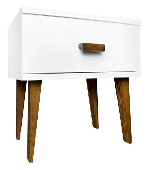White Bedside table with drawer pine solid wood offer BedRoom