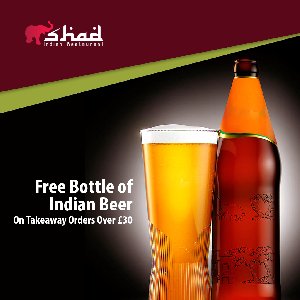 Free Bottle of Indian Beer from The Shad Indian! offer Restaurants