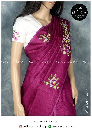 Semi Jute Silk Saree with Hand Embroidery offer Womens Clothing