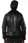 Mens Black Aviator Sheepskin Leather Biker Jacket offer Clothing