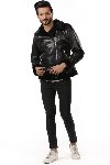 Mens Black Aviator Sheepskin Lea... Picture