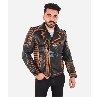 Men's Vintage Rust Effect Biker Inspired Leather Fashion Star Jacket Cary Grant offer Mens Clothing