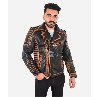 Men's Vintage Rust Effect Biker ... Picture